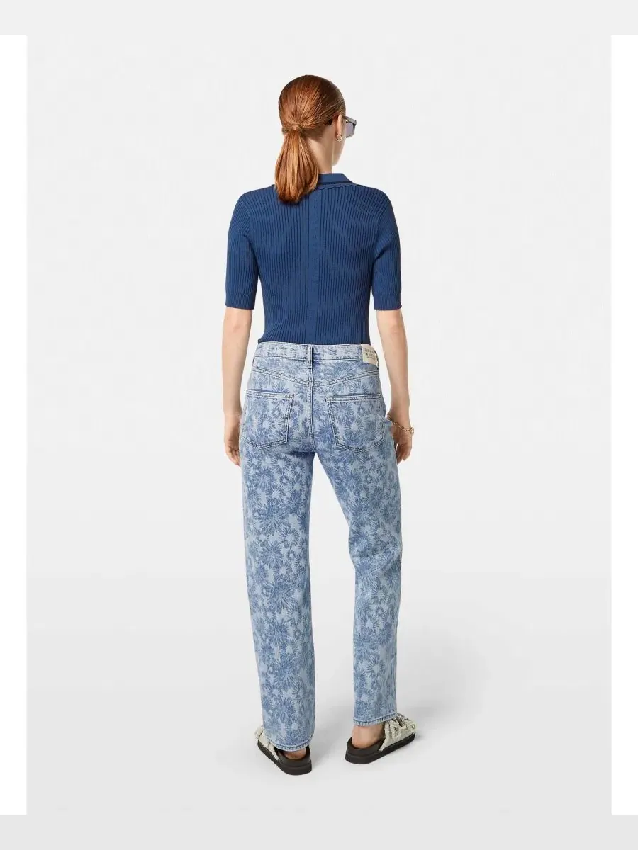 Женский пуловер с поло-воротником и коротким рукавом SCOTCH & SODA — изображение 3 из 5, синий