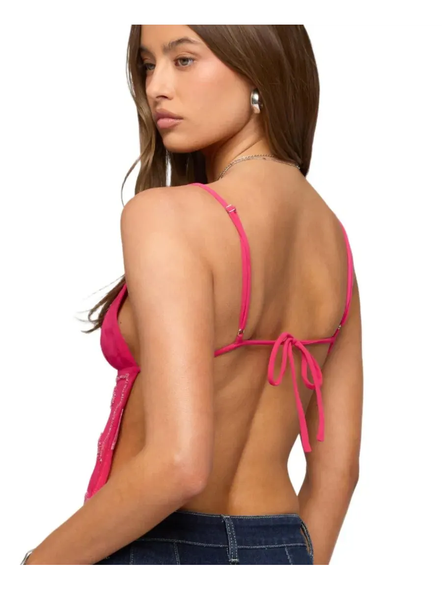 Топ без рукавов Edikted Kazi Backless Floral Bead — изображение 2 из 5, фуксия