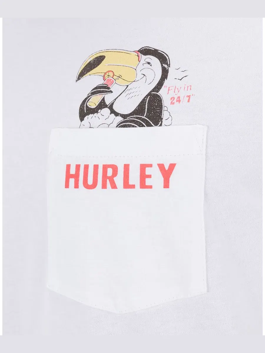 Мужская футболка с коротким рукавом и карманом Beaks Hurley — изображение 4 из 5, белый