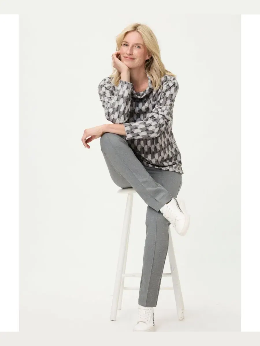 Женская футболка Geo Jersey Top Olsen — изображение 5 из 8, серый