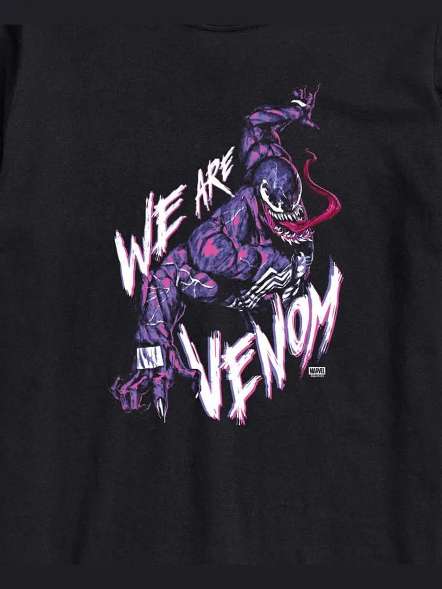Мужская футболка с коротким рукавом Marvel Venom We Are Venom с графическим принтом AIRWAVES — изображение 3 из 3, черный