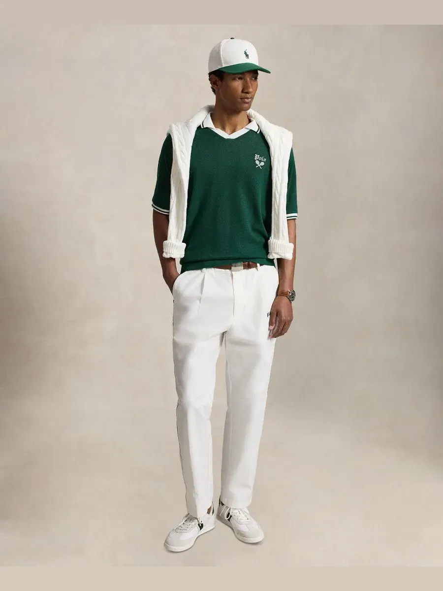 Брюки прямого кроя с вышивкой Polo Ralph Lauren — изображение 2 из 4, белый