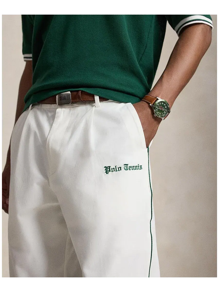 Брюки прямого кроя с вышивкой Polo Ralph Lauren — изображение 3 из 4, белый