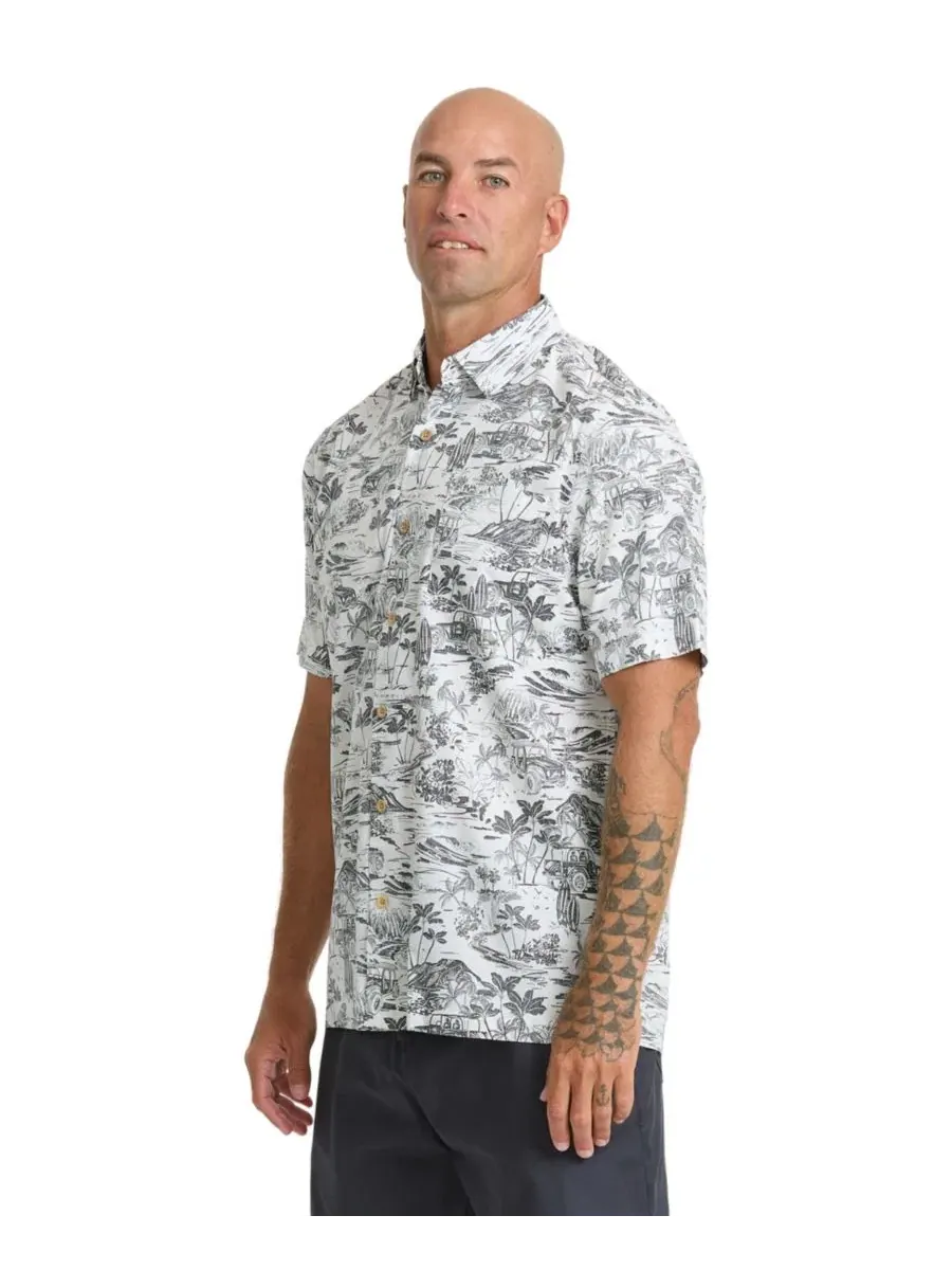 Мужская рубашка Quiksilver с коротким рукавом и реверсивным принтом ручной работы Quiksilver — изображение 2 из 4, белый
