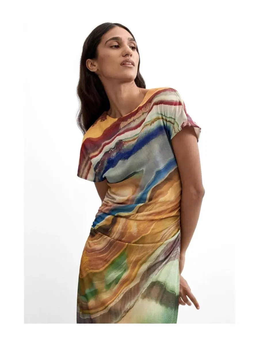 Платье миди с коротким рукавом, модель Desigual, Polyester Knit