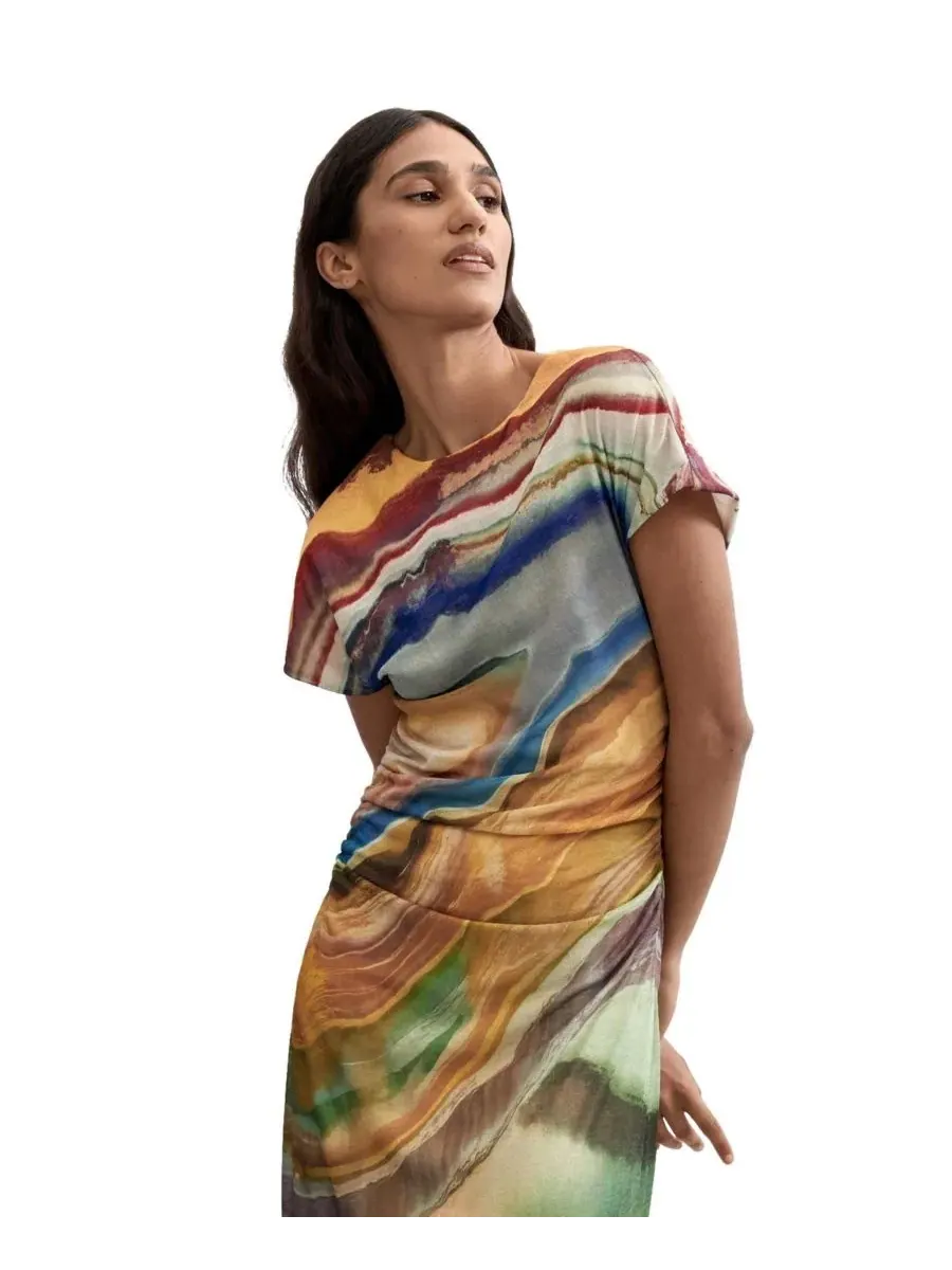 Платье миди с коротким рукавом, модель Desigual, Polyester Knit — изображение 2 из 5, нет цвета