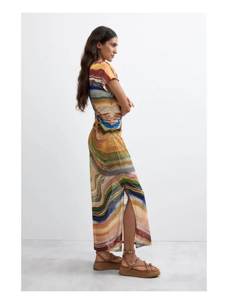 Платье миди с коротким рукавом, модель Desigual, Polyester Knit — изображение 3 из 5, нет цвета