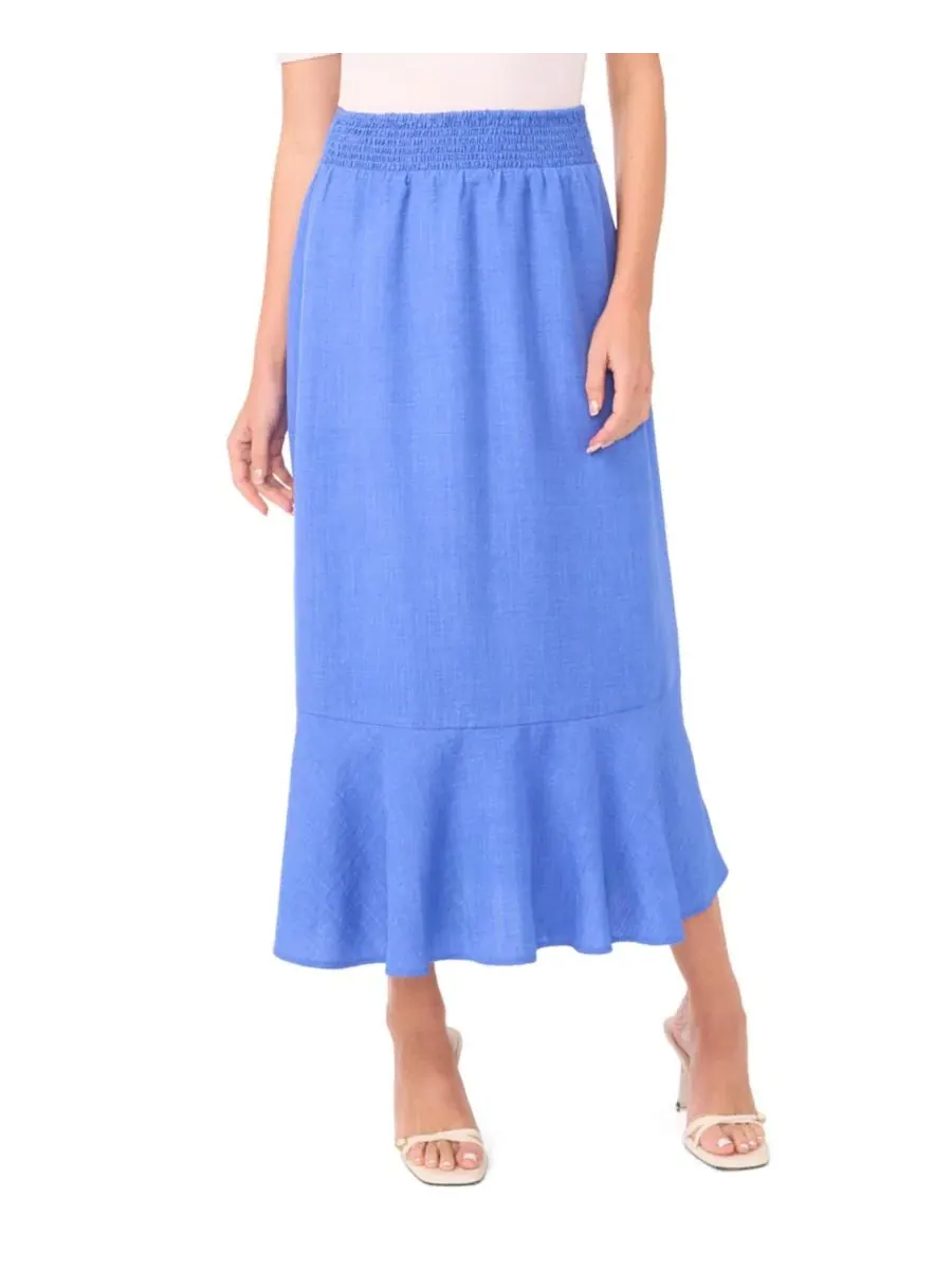 Юбка-миди с волнистым подолом и резинкой на талии, модель Ruffle Hem Smocked Waist Vince Camuto