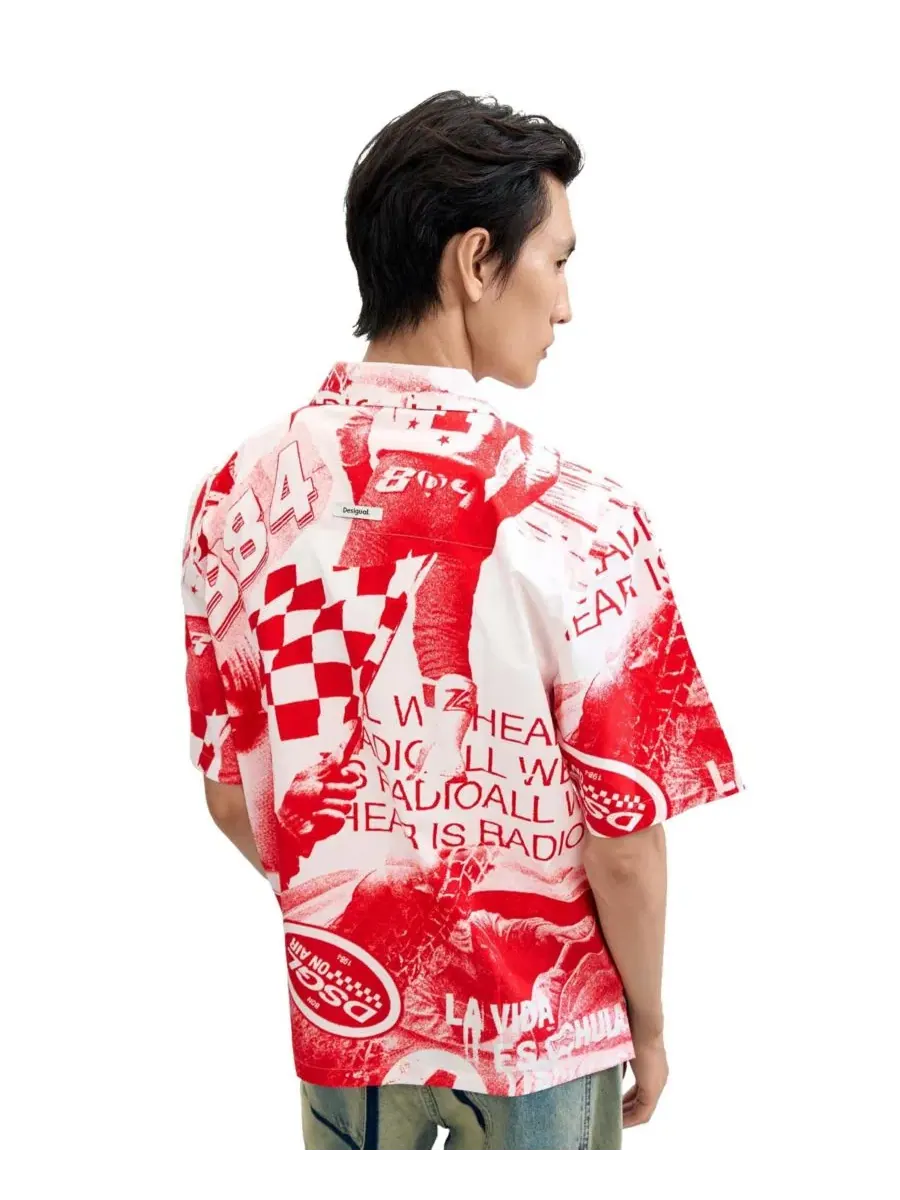 Мужская рубашка с принтом Racing Desigual — изображение 5 из 5, яркий красный