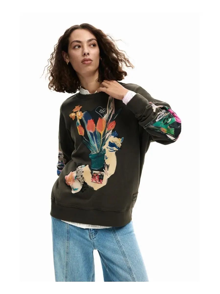 Рисунок-коллаж на тему женской толстовки Desigual — изображение 1 из 5, серый