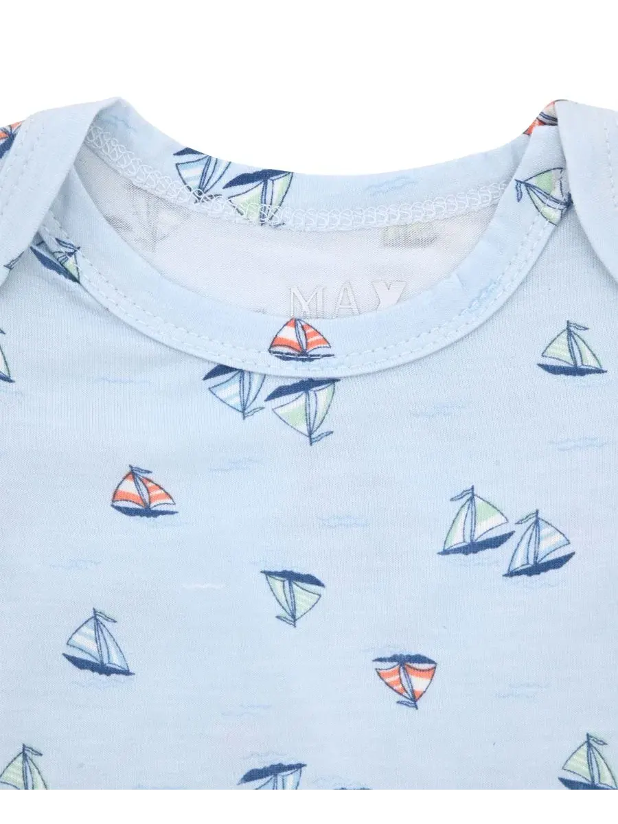Комплект из платья и шапочки с принтом Sail Boat Max & Olivia — изображение 2 из 4, синий