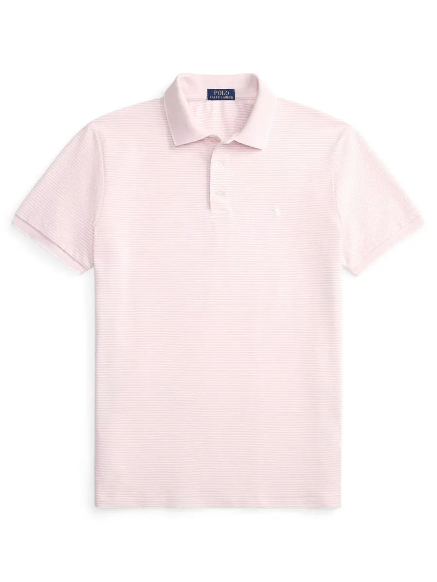 Поло с полосками из стрейч-сетки Polo Ralph Lauren — изображение 5 из 5, розовый/белый