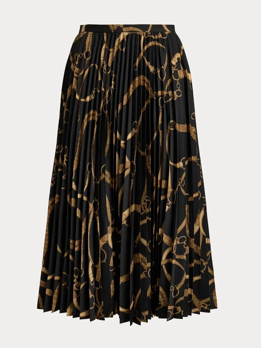 Юбка-трапеция с плиссировкой Sunburst Lauren Ralph Lauren — изображение 5 из 6, черный/бежевый