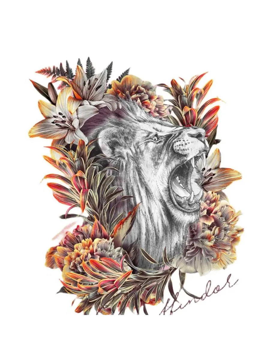 Футболка с принтом Gryffindor Floral Lion Mascot Harry Potter — изображение 2 из 3, розовый