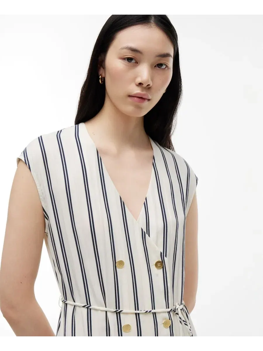 Платье-миди с nautical полоской и пуговицами спереди Tommy Hilfiger — изображение 2 из 4, темно-синий