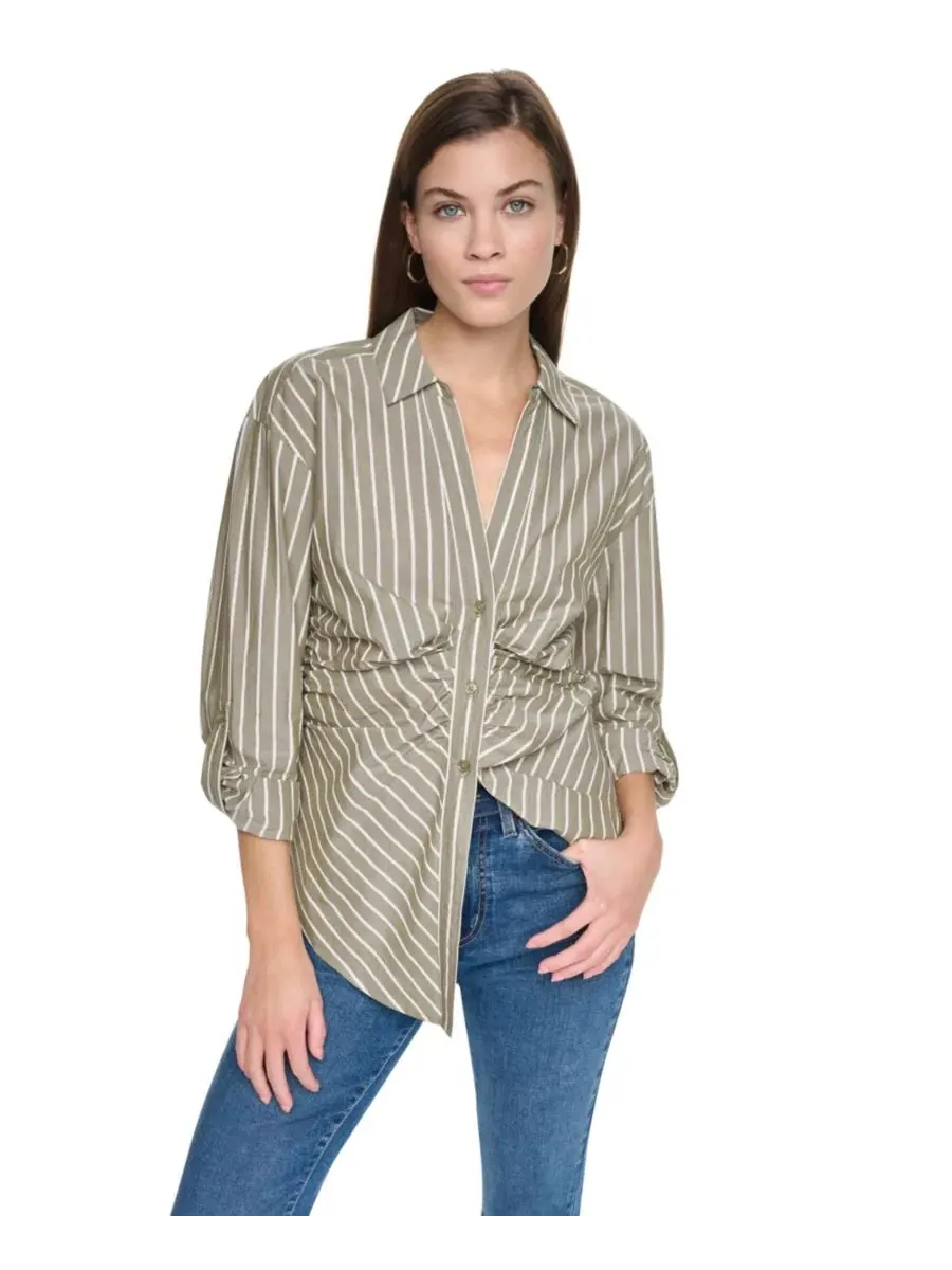 Блуза с драпировкой и рукавами с отворотами DKNY Jeans