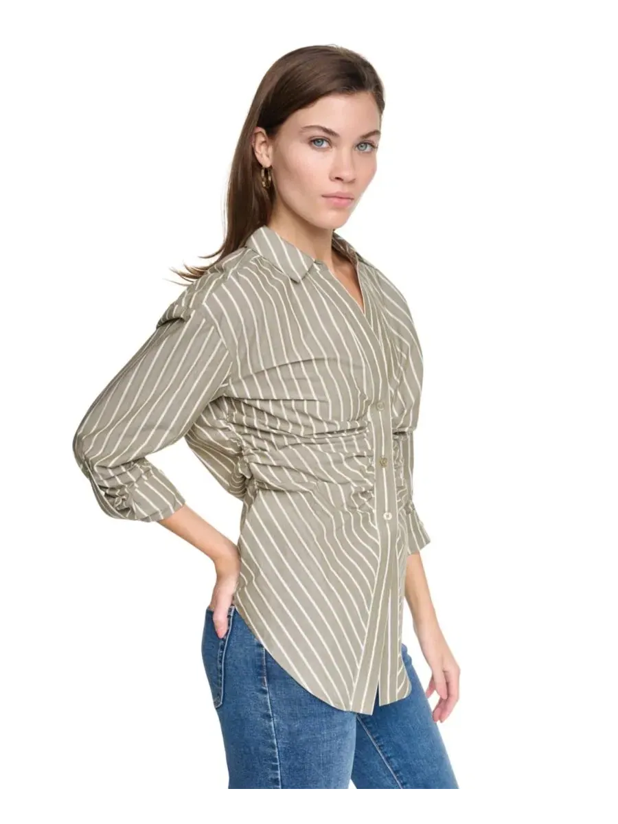 Блуза с драпировкой и рукавами с отворотами DKNY Jeans — изображение 4 из 5, зеленый