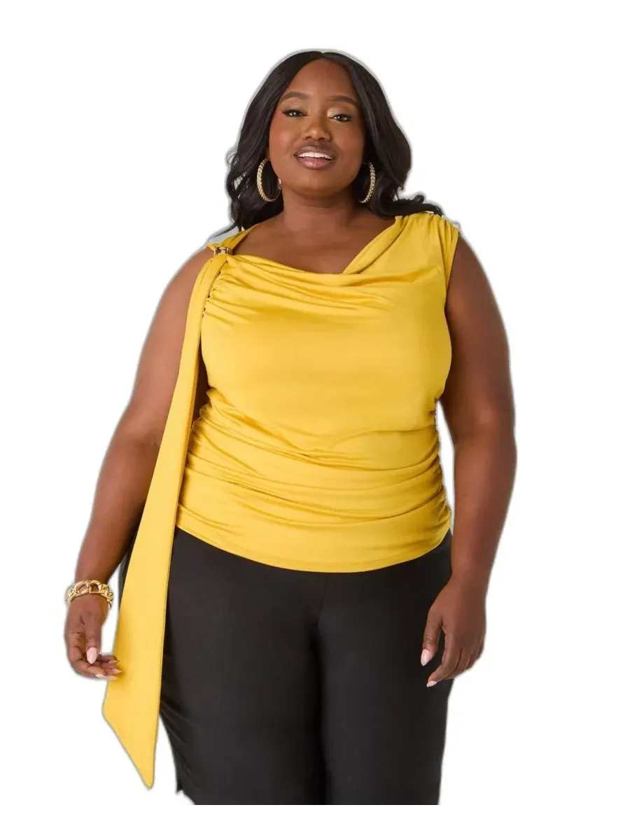 Топ без рукавов с драпировкой Ashley Stewart — мульти