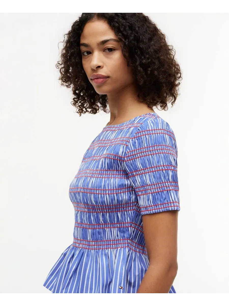 Топ женский с защипами, с коротким рукавом Tommy Hilfiger, Smocking Stripe — изображение 3 из 4