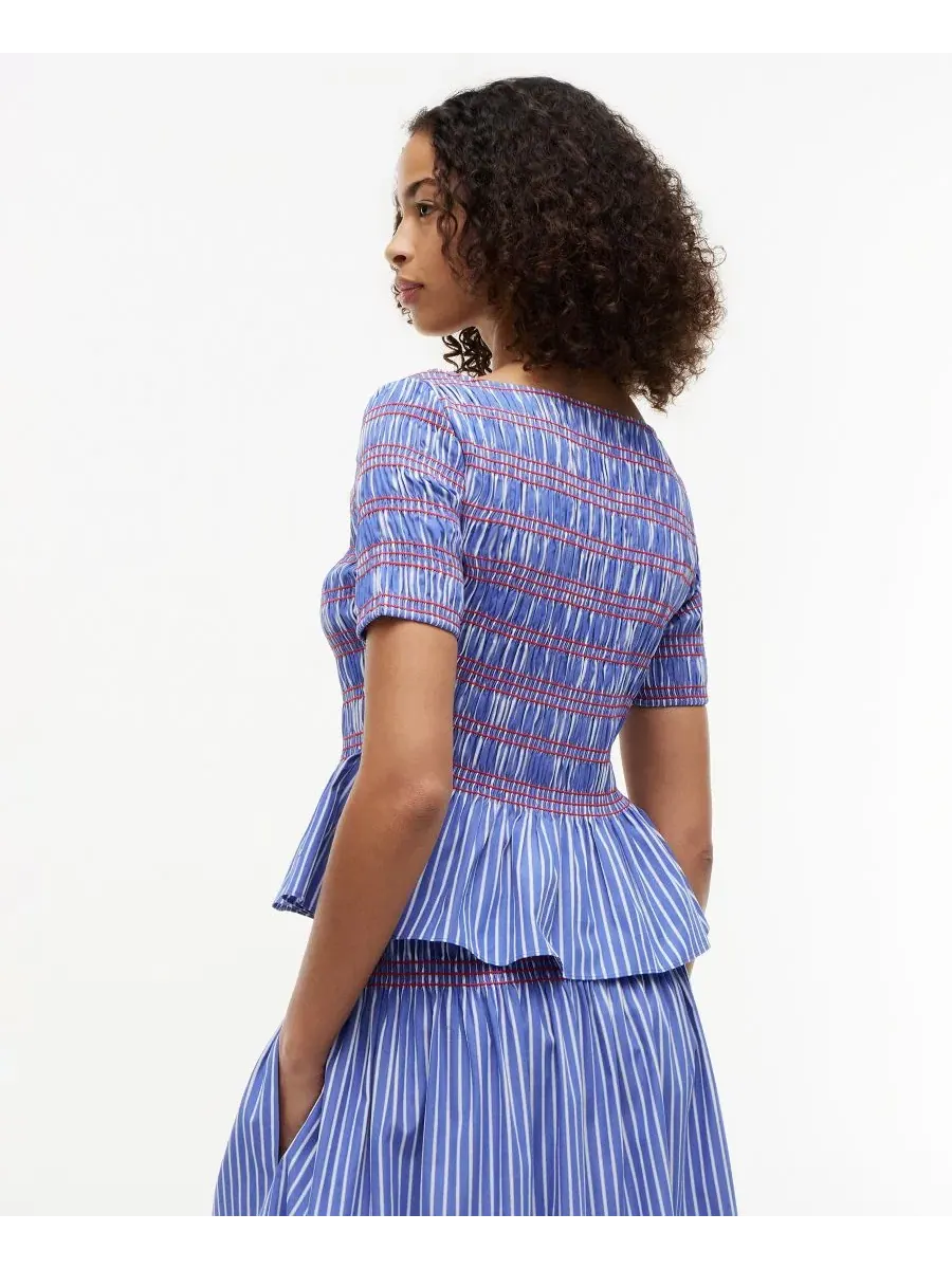 Топ женский с защипами, с коротким рукавом Tommy Hilfiger, Smocking Stripe — изображение 4 из 4