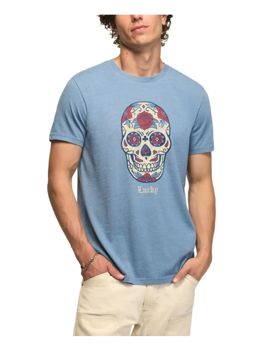 Футболка с принтом Sugar Skull Lucky Brand — изображение 1 из 4, синий