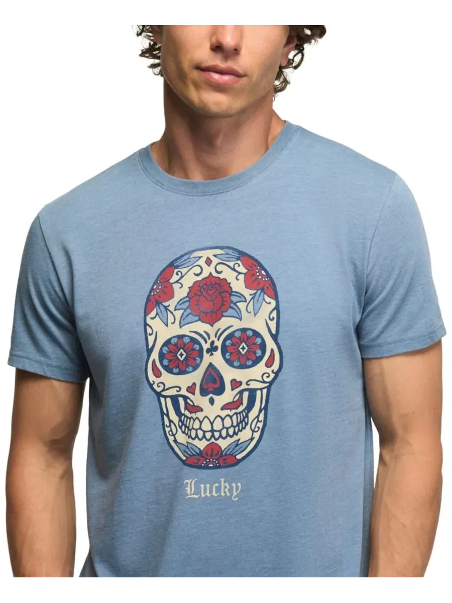 Футболка с принтом Sugar Skull Lucky Brand — изображение 3 из 4, синий