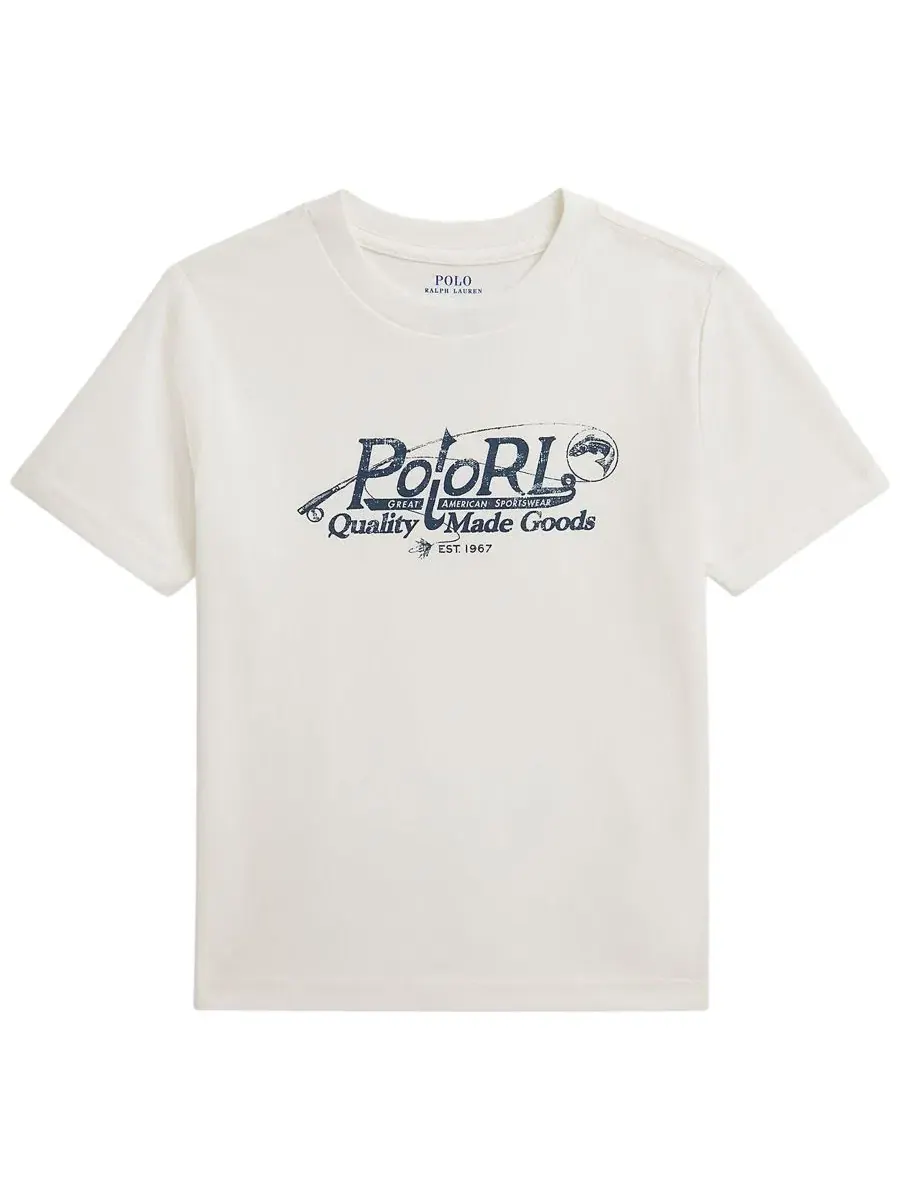 Детская футболка с коротким рукавом и логотипом для мальчиков 2-7 лет Polo Ralph Lauren — изображение 1 из 3, белый