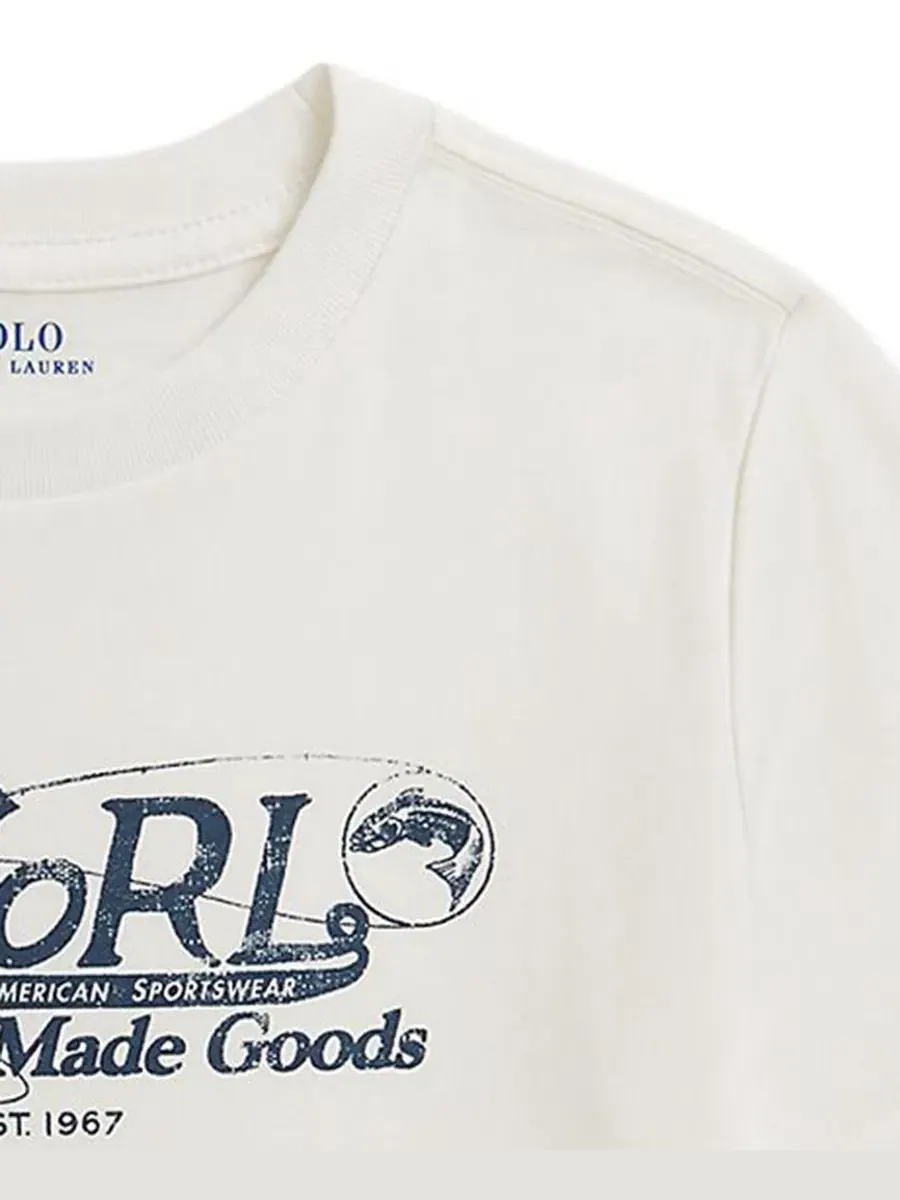Детская футболка с коротким рукавом и логотипом для мальчиков 2-7 лет Polo Ralph Lauren — изображение 3 из 3, белый