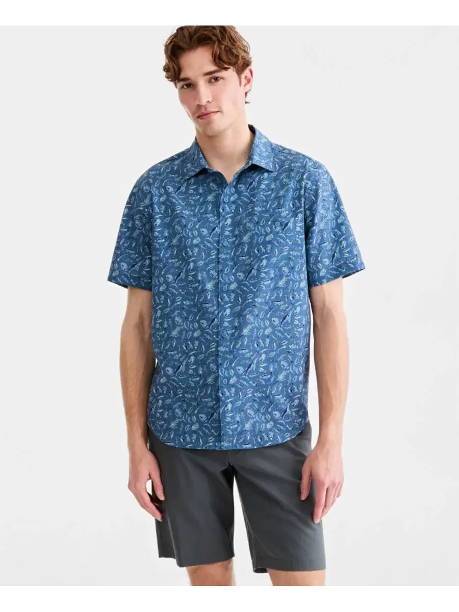 Мужская рубашка "Ночная школа на побережье Багамы" Tommy Bahama — изображение 1 из 4, голубой