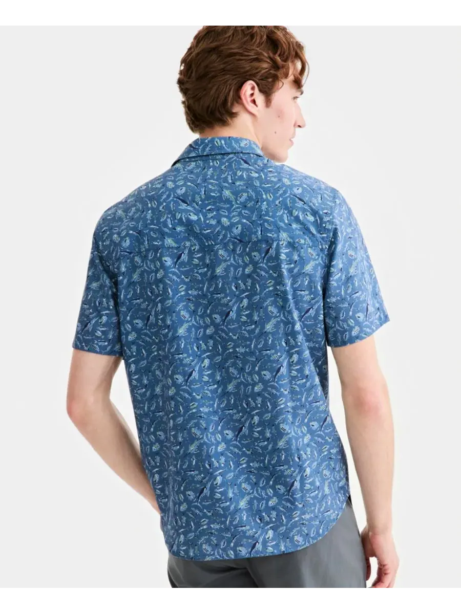 Мужская рубашка "Ночная школа на побережье Багамы" Tommy Bahama — изображение 4 из 4, голубой