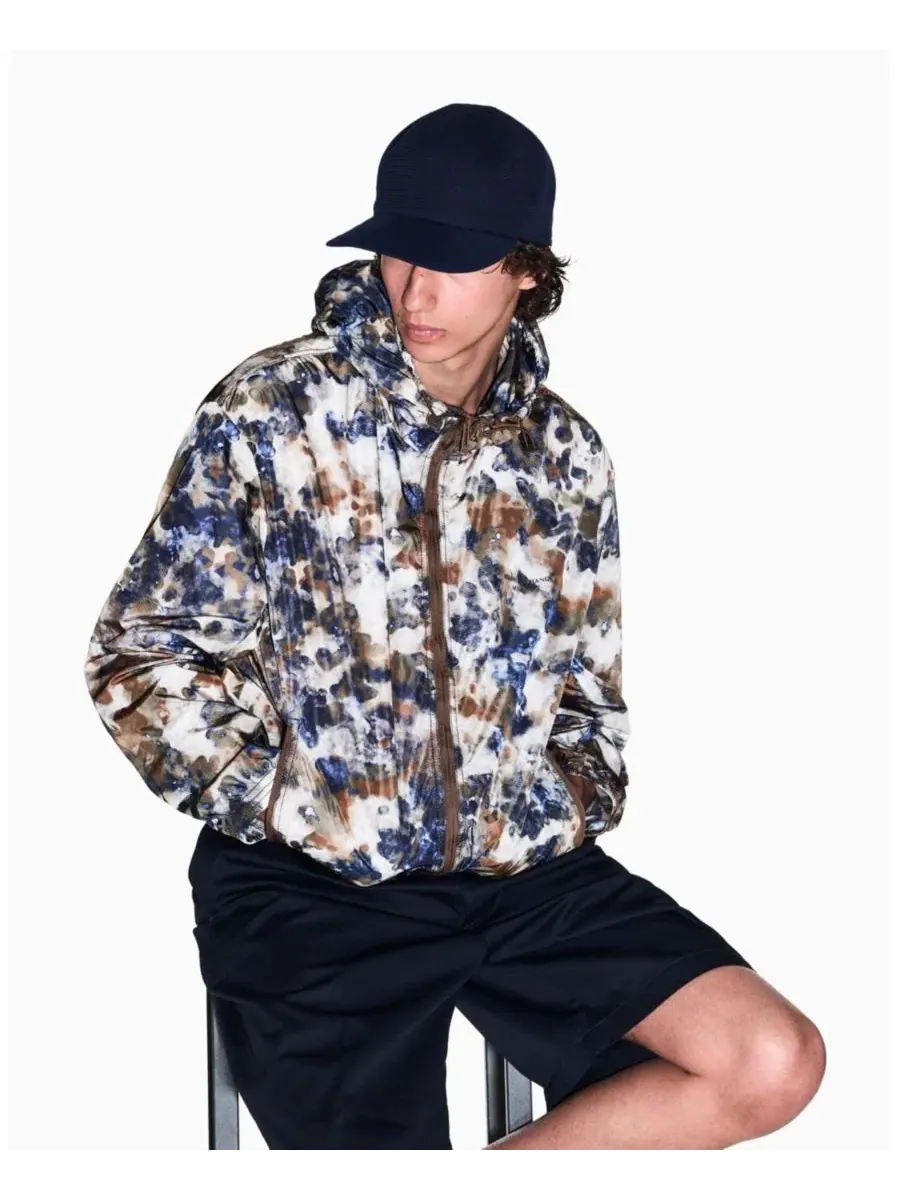 Мужские хлопковые плиссированные шорты-бермуды A|X Armani Exchange — изображение 1 из 4, глубокий темно-синий