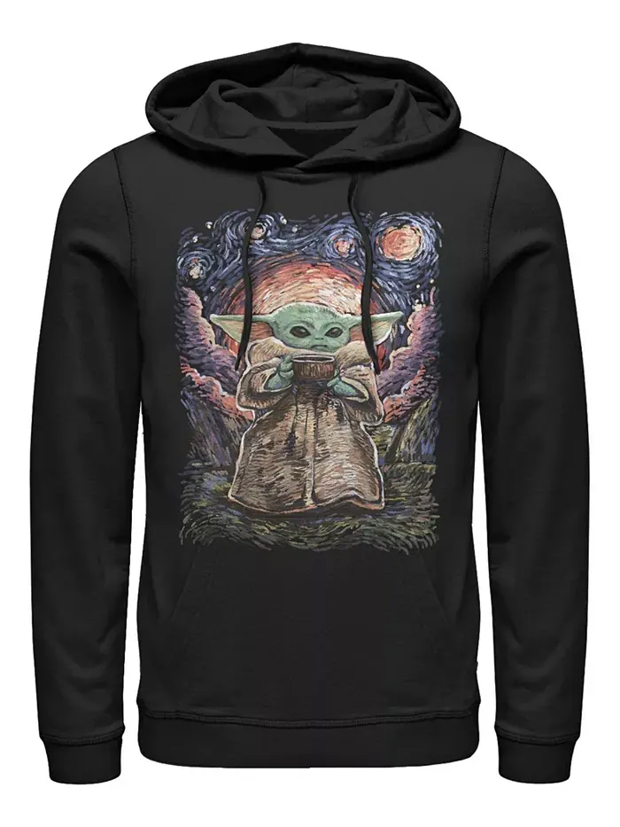 Мужская флисовая толстовка с капюшоном Star Wars Mandalorian Sipping Starries Fifth Sun — изображение 1 из 1, черный
