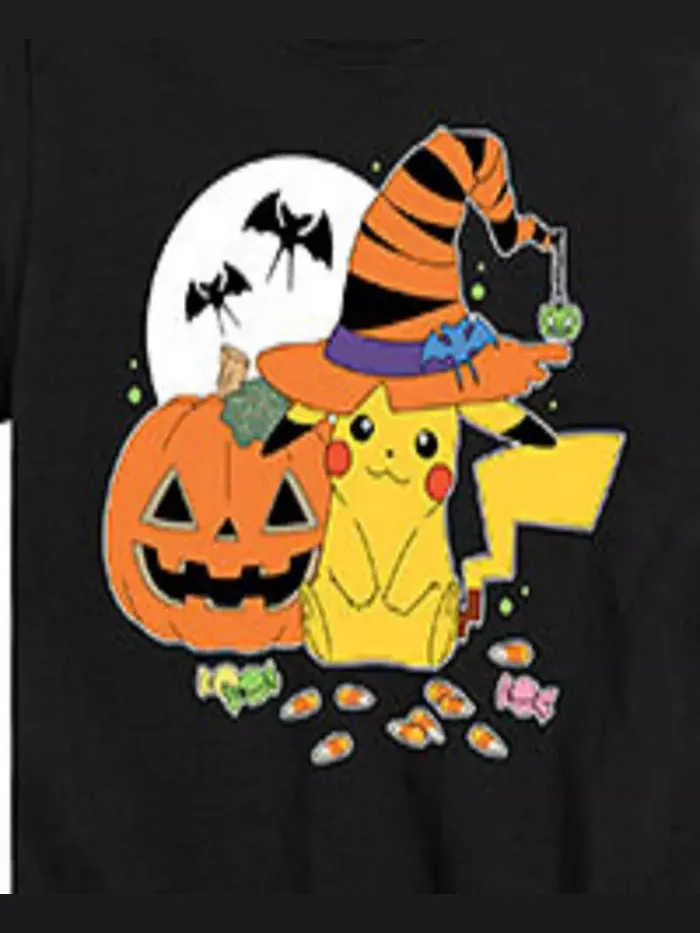 Футболка с принтом Pokémon Big Boys Pikachu Witch Pokemon — изображение 3 из 3, черный