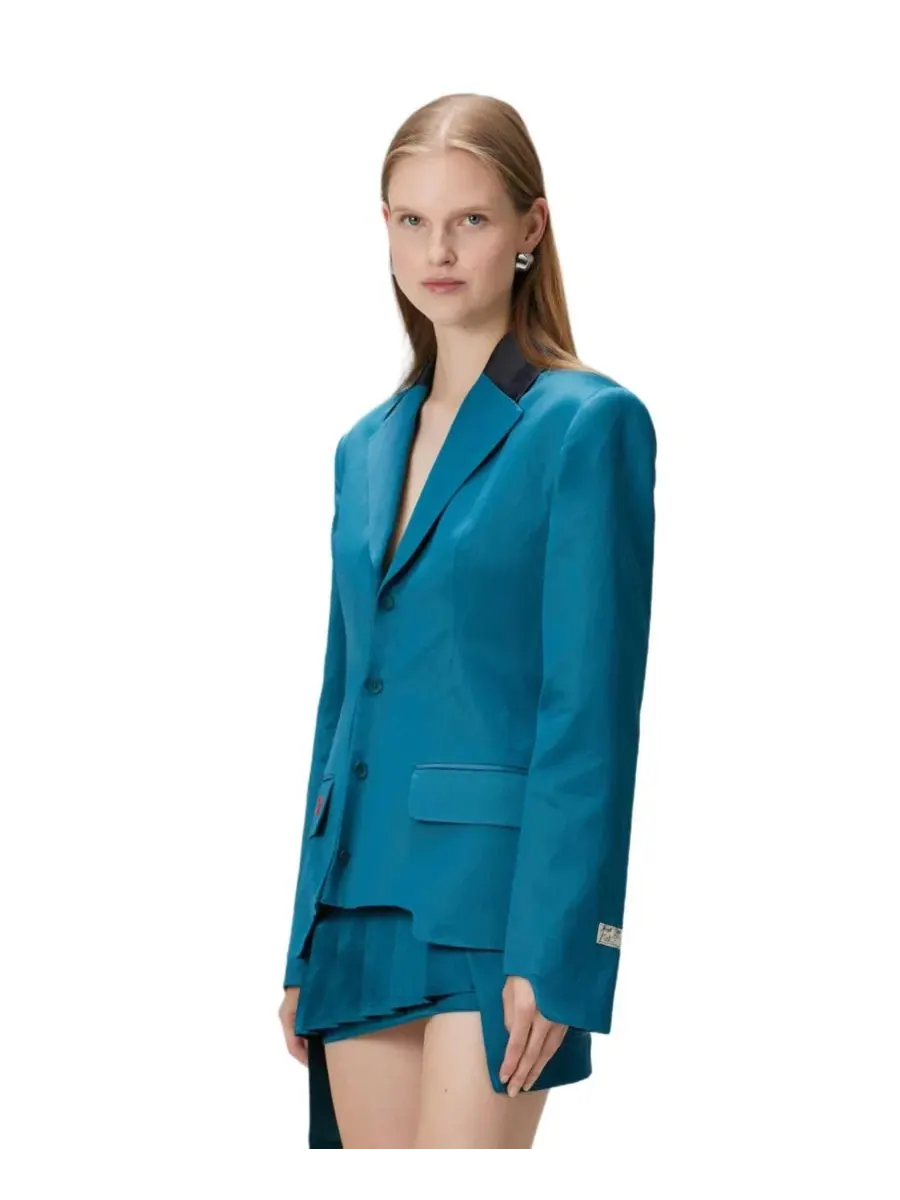 Женский блейзер с блеском, slim-fit PCFG — изображение 2 из 9, синий