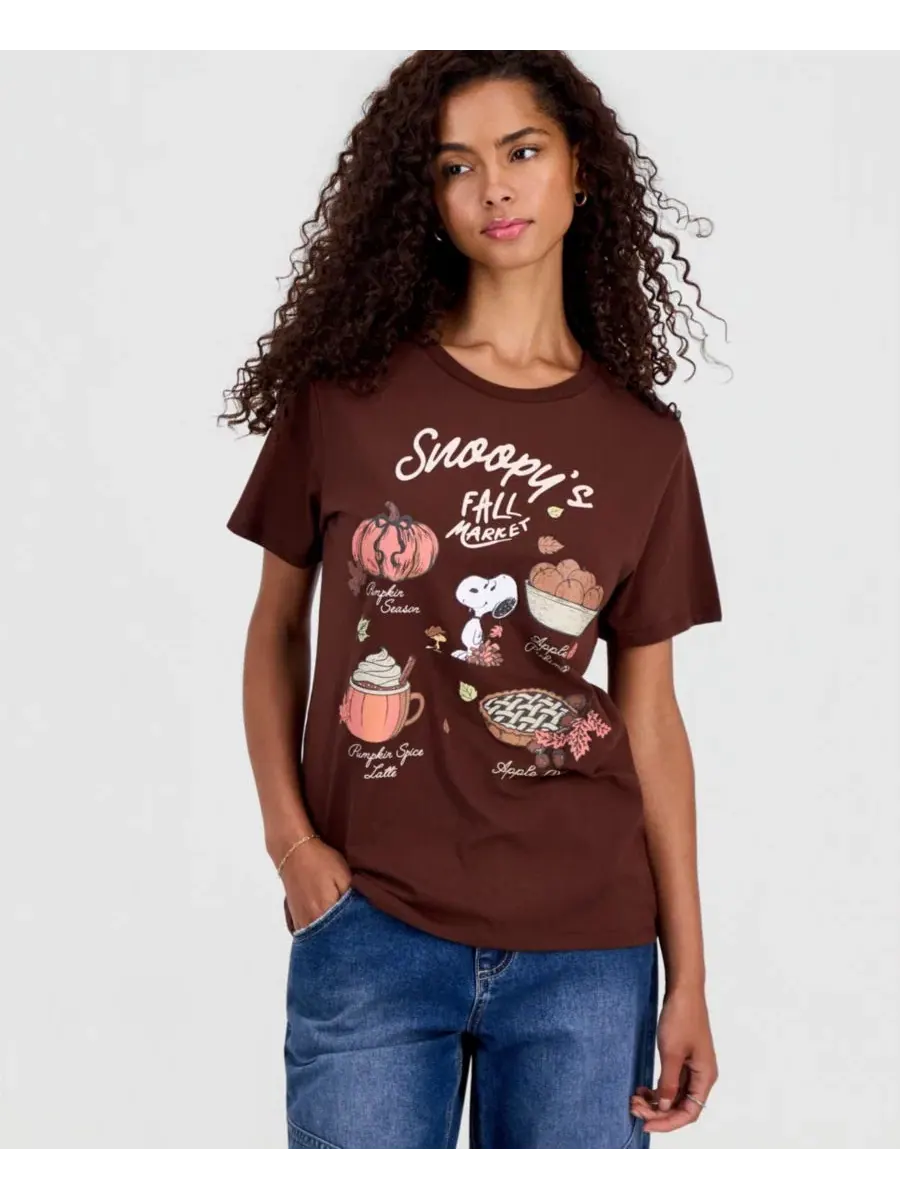 Футболка с графическим принтом Snoopy Fall Market Grayson Threads, The Label — изображение 1 из 4, коричневый