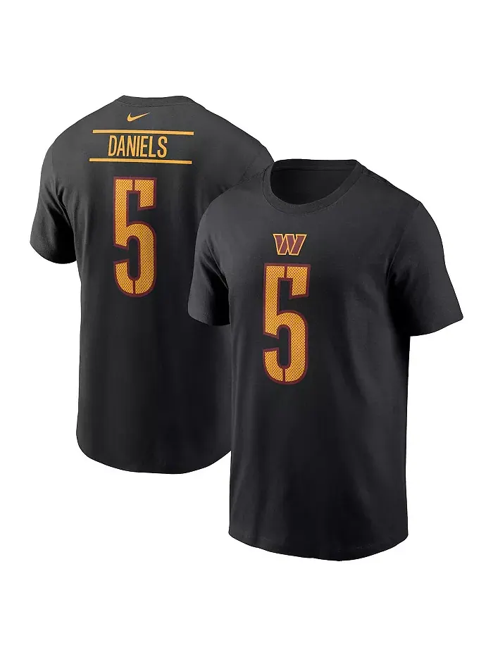 Мужская футболка Jayden Daniels Washington Commanders с именем и номером игрока NFL Draft 2024 — изображение 1 из 3, черный
