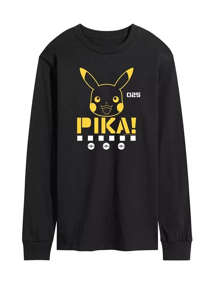Футболка мужская с длинным рукавом Pokemon Pika AIRWAVES — изображение 1 из 2, черный