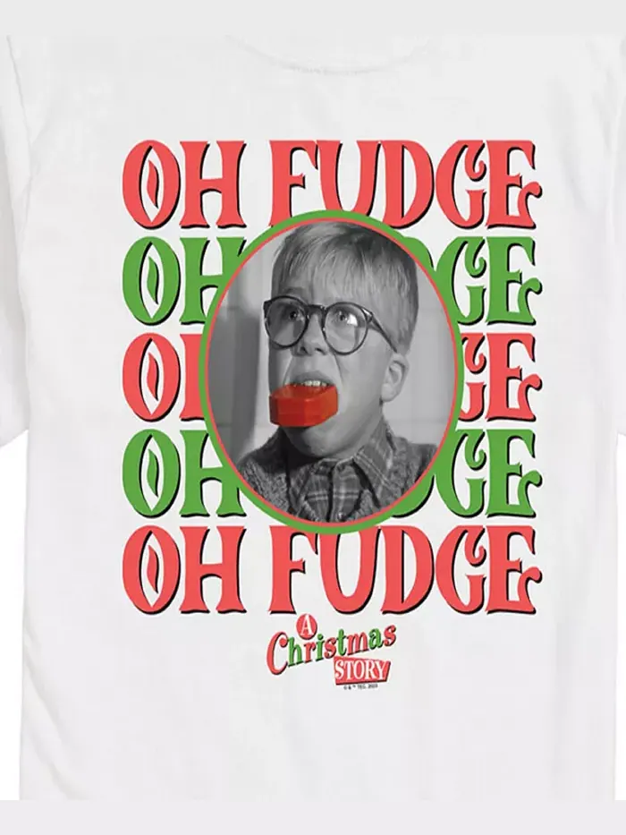 Мужская футболка с коротким рукавом A Christmas Story Oh Fudge Airwaves — изображение 3 из 3, белый