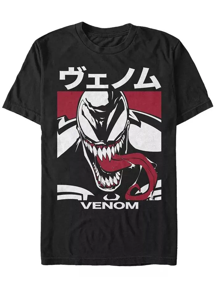 Мужская футболка с коротким рукавом из коллекции комиксов Marvel Venom Kanji Style Poster Fifth Sun — изображение 1 из 1
