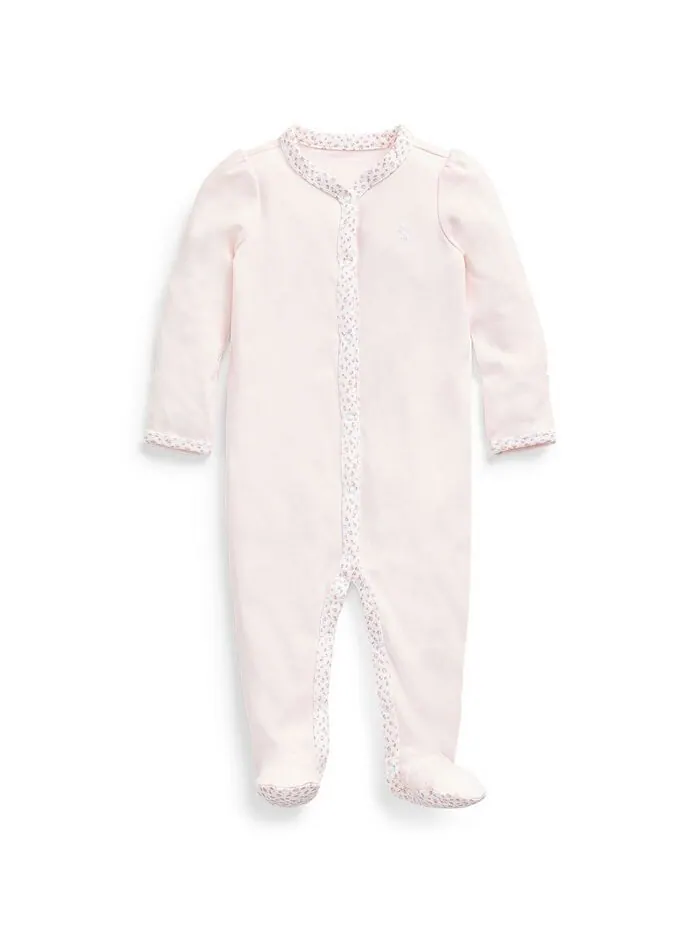 Хлопковый комбинезон с цветочной отделкой для маленьких девочек Polo Ralph Lauren — изображение 1 из 2, розовый