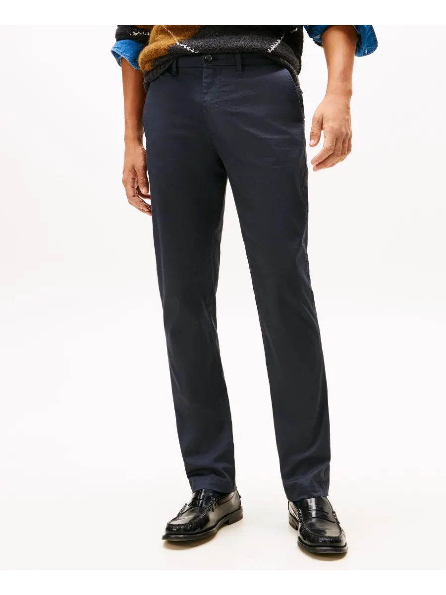 Мужские брюки Denton Printed Structure Slim Fit Tommy Hilfiger — изображение 1 из 4, голубой