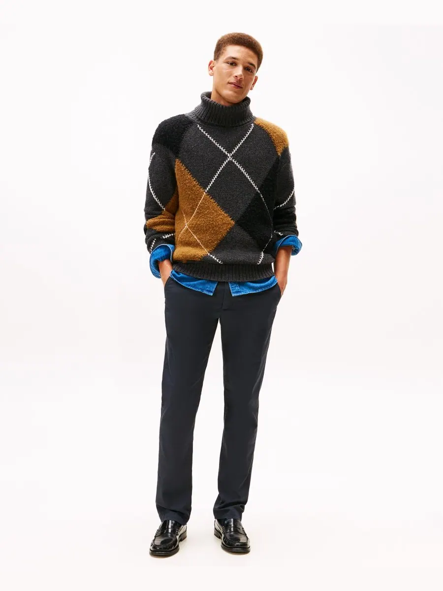 Мужские брюки Denton Printed Structure Slim Fit Tommy Hilfiger — изображение 4 из 4, голубой