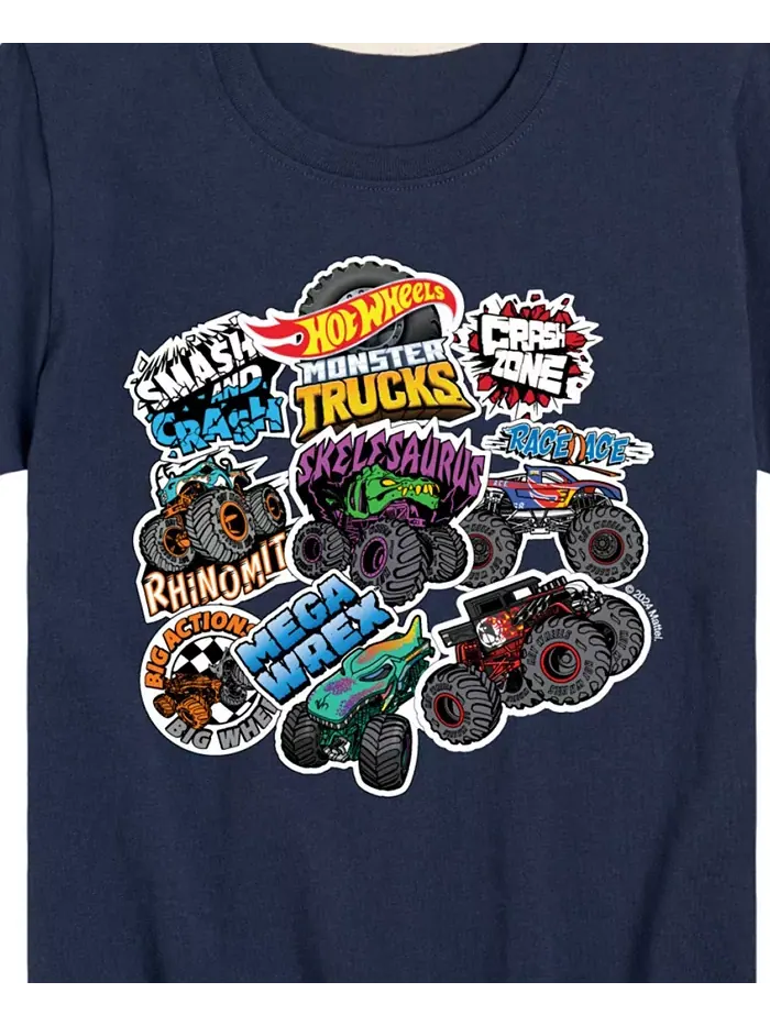 Футболка с принтом Hot Wheels и наклейками для мальчиков старшего возраста — изображение 3 из 3, синий