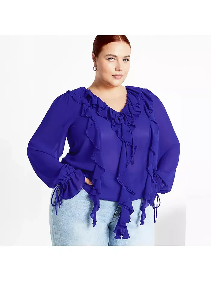Топ Felix Plus Size CITY CHIC — изображение 3 из 5, синий