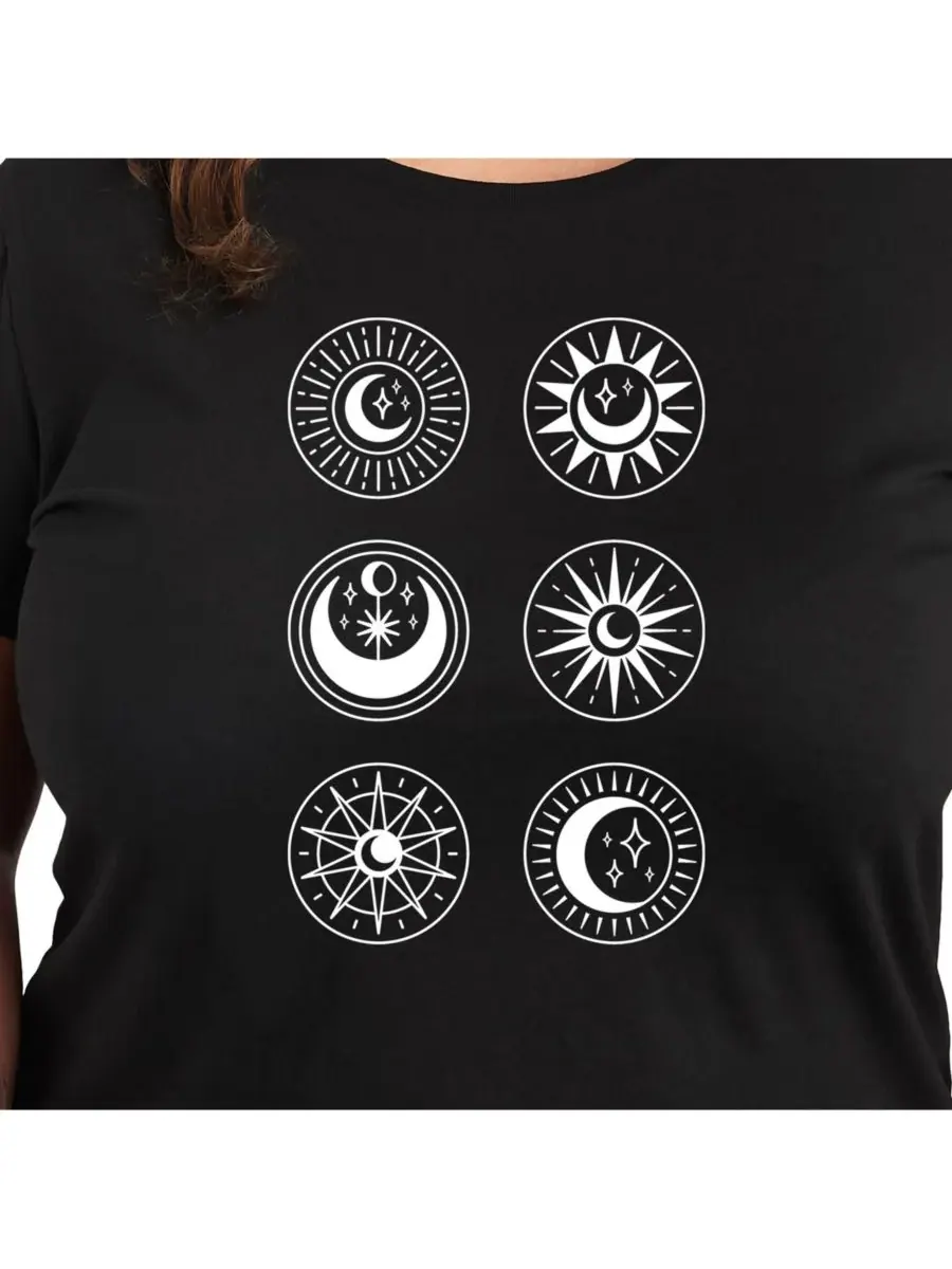 Футболка с графическим рисунком «Солнце-луна» больших размеров Hybrid Apparel — изображение 2 из 3, черный