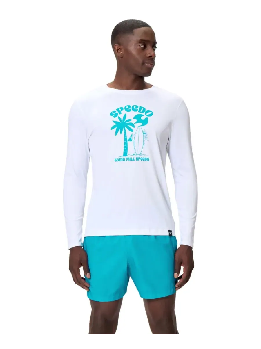 Мужская футболка для плавания с длинными рукавами и графическим принтом Speedo