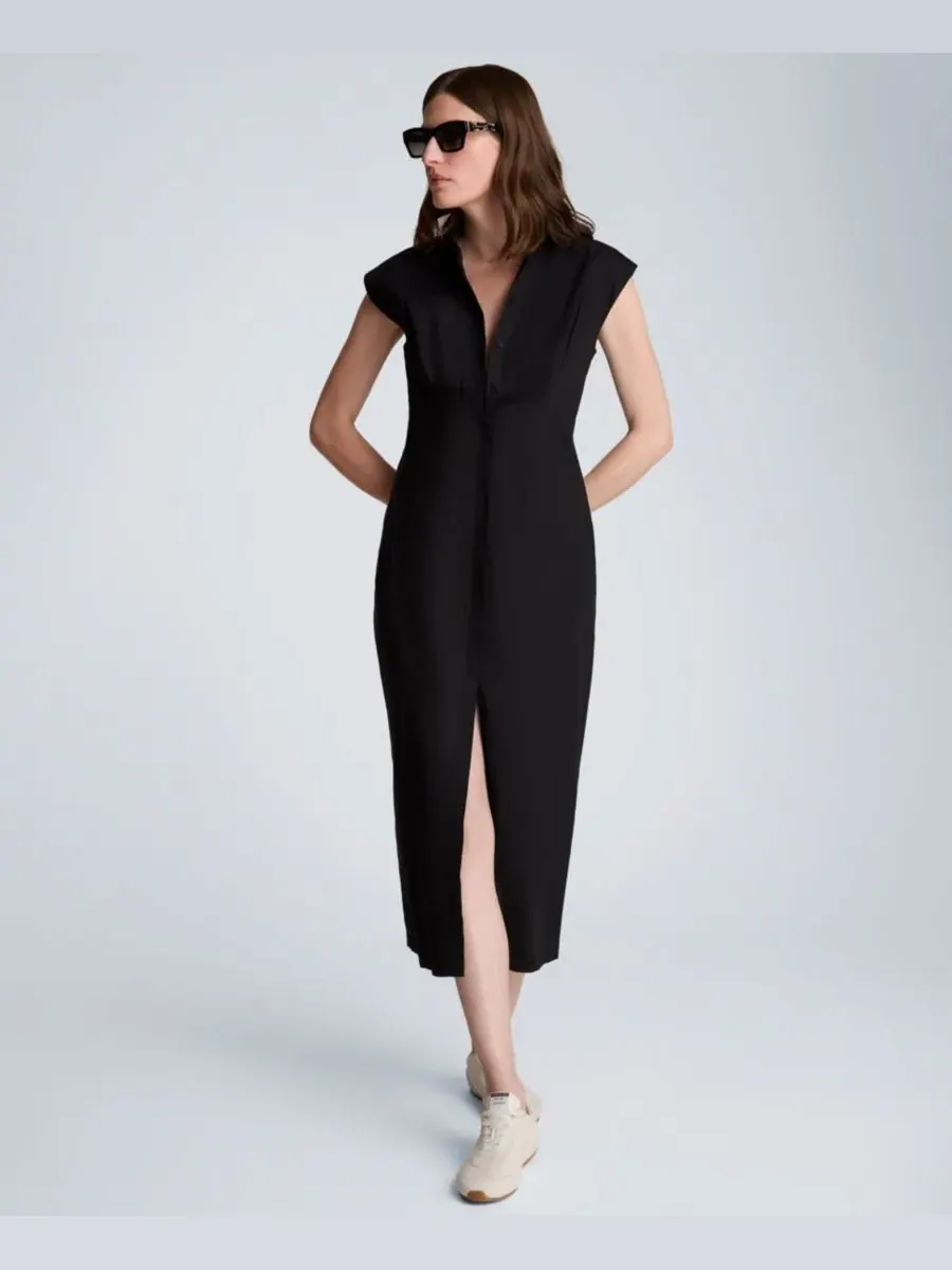 Женское платье с воротником и пуговицами спереди Kenneth Cole — изображение 2 из 6, черный