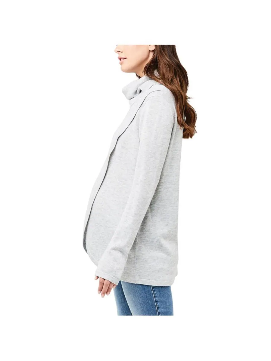Вязаный топ с воротником-хомутом для беременных и кормящих мам Ripe Maternity — изображение 2 из 3, серебристый