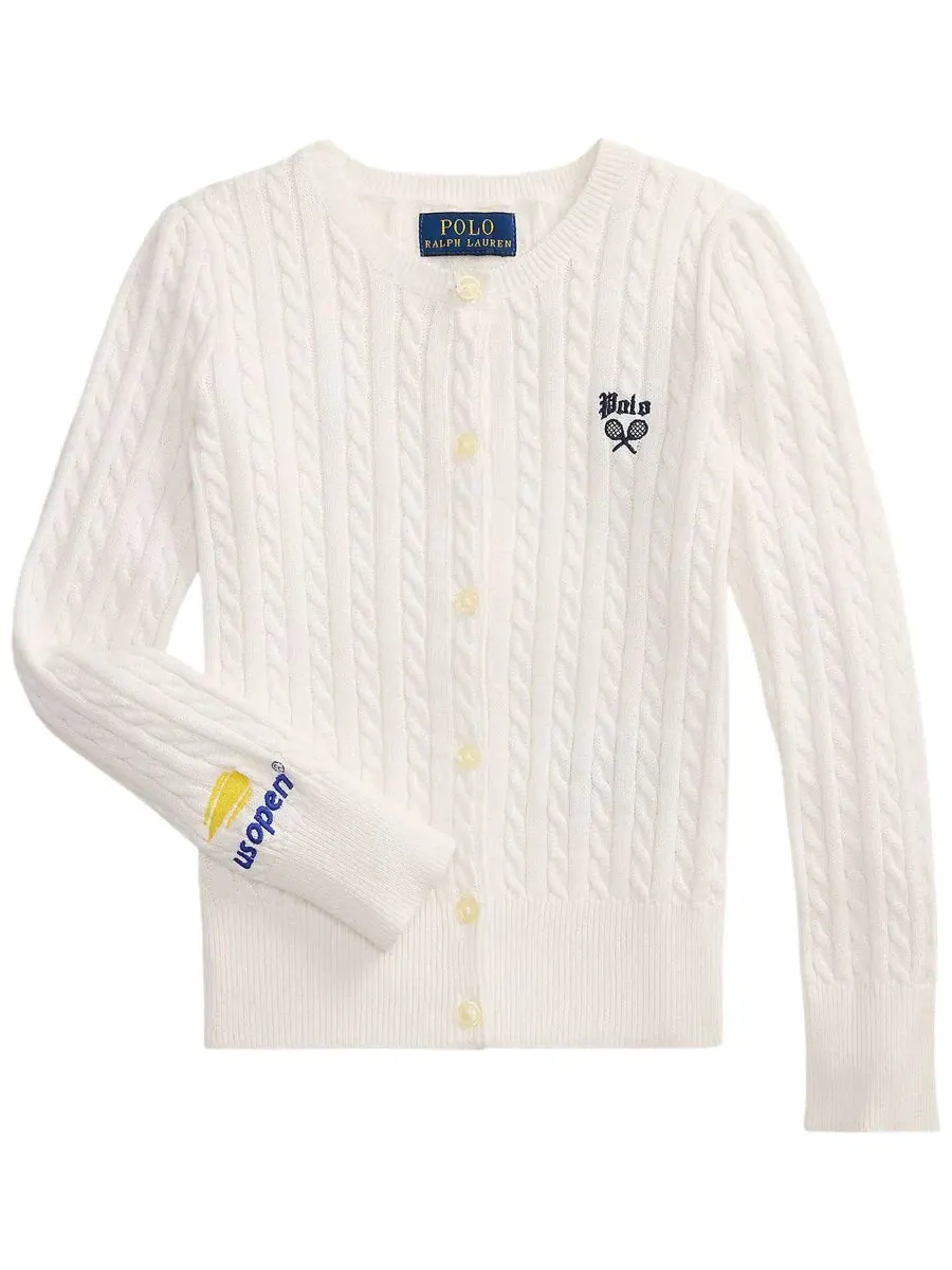 Детский кардиган из хлопка с длинным рукавом, с вышивкой US Open Polo Ralph Lauren