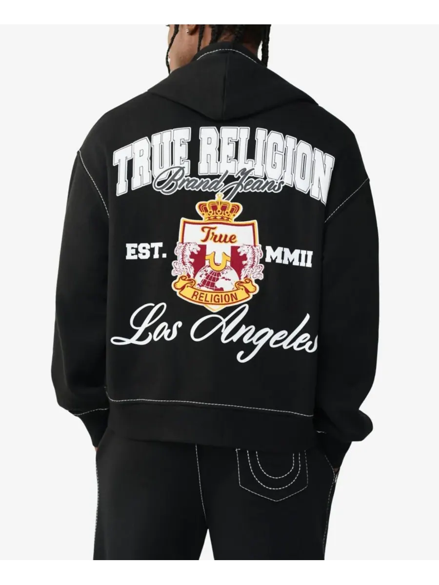 Мужская толстовка с длинными рукавами и застежкой-молнией с эмблемой True Religion